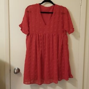 Red chiffon babydoll dress